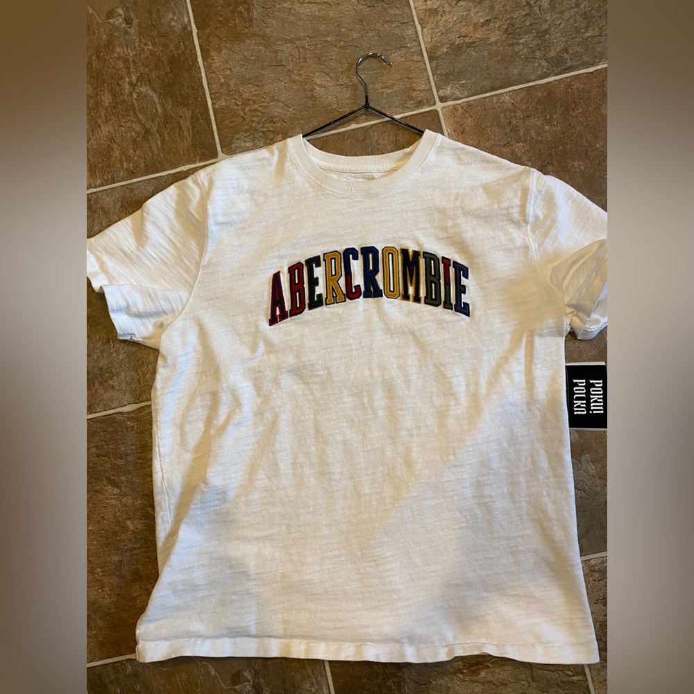 Abercrombie & Fitch heavyweight LOGO Embroidery Mens Short Sleeve T-Shirt XL